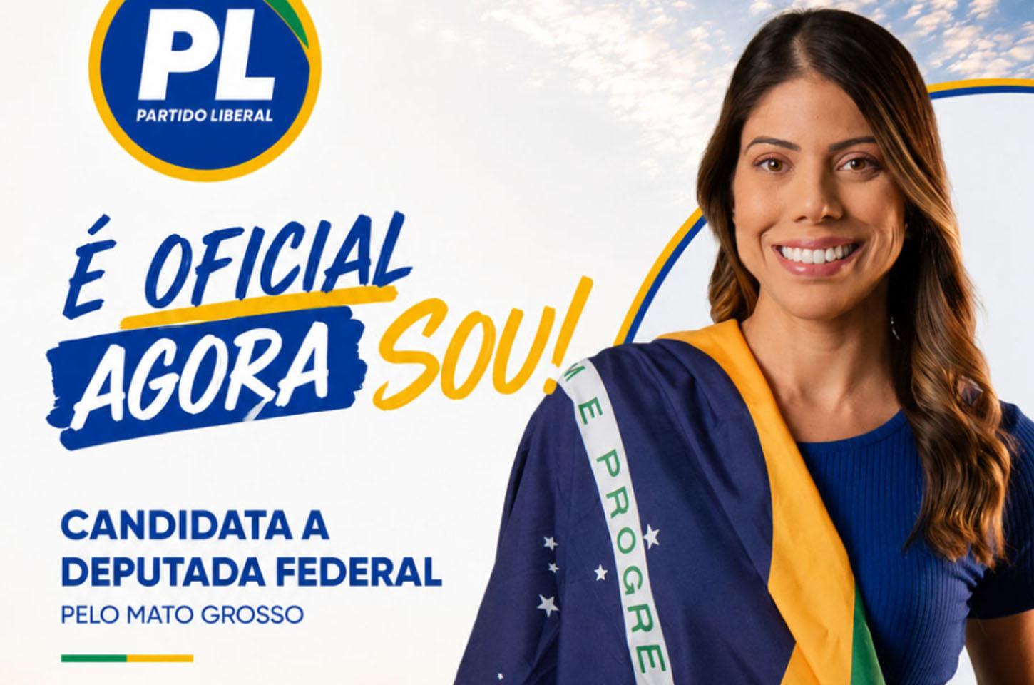 Candidatura de Luiza Böer à Câmara Federal é homologada durante convenção do PL em Cuiabá