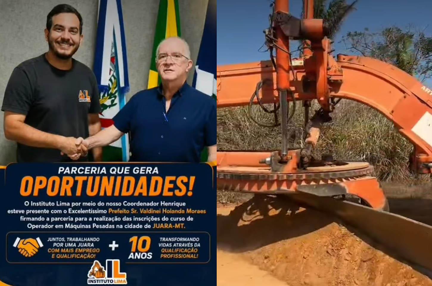 Oportunidade de qualificação profissional: Juara terá curso de operador de máquinas pesadas e inscrições já estão abertas 