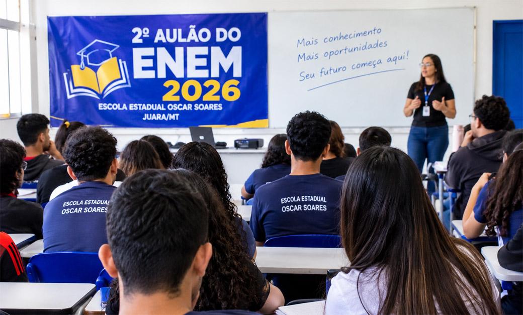 2º Aulão do ENEM 2026 iniciará na noite desta terça-feria na Escola Estadual Oscar Soares em Juara