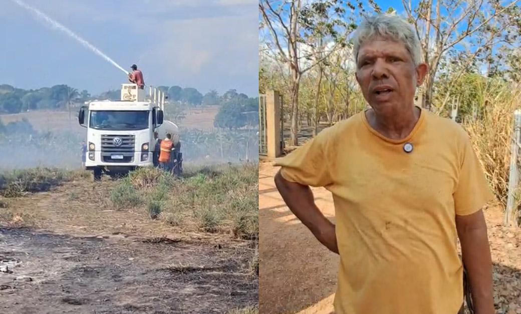 Em Juara, arrendatário se emociona ao tomar grande prejuízo com Incêndio em propriedade rural 