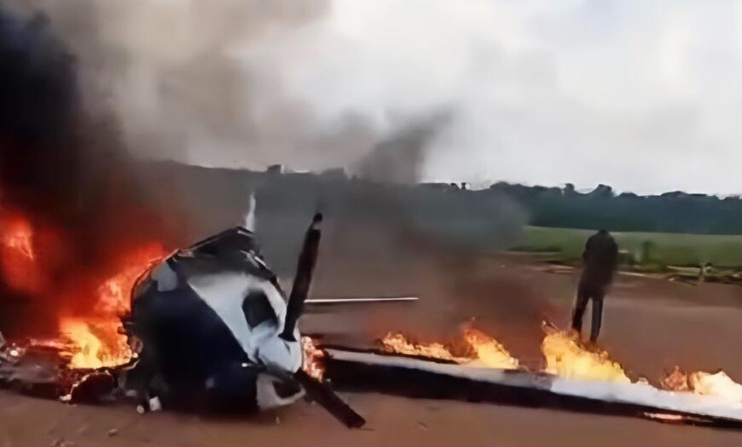 Supostos traficantes incendiaram avião em pista de fazenda de Juara durante operação contra suspeita de tráfico aéreo 