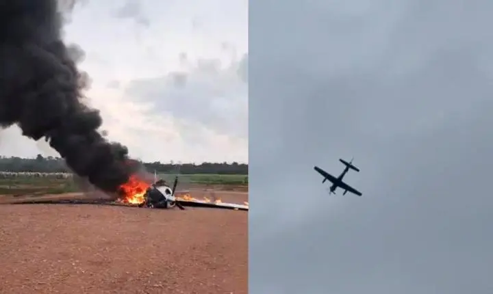 Aeronavecai e pega fogo em pista de fazenda a cerca de 85 km de Juara e caso será investigado