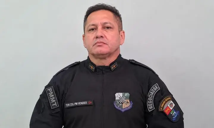 Em entrevista coletiva Tenente-coronel Hender explica operação após avião ser incendiado em fazenda de Juara